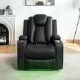 thumbnail image 2 of Set of 2 Power Reclining Theater Chairs with Adjustable Headrest, USB Charging, LED Ambient Lights, Cup Holders & Hidden Storage – Premium Air Leather Recliners for Home Theater & Gaming, Color:Black, 2 of 8