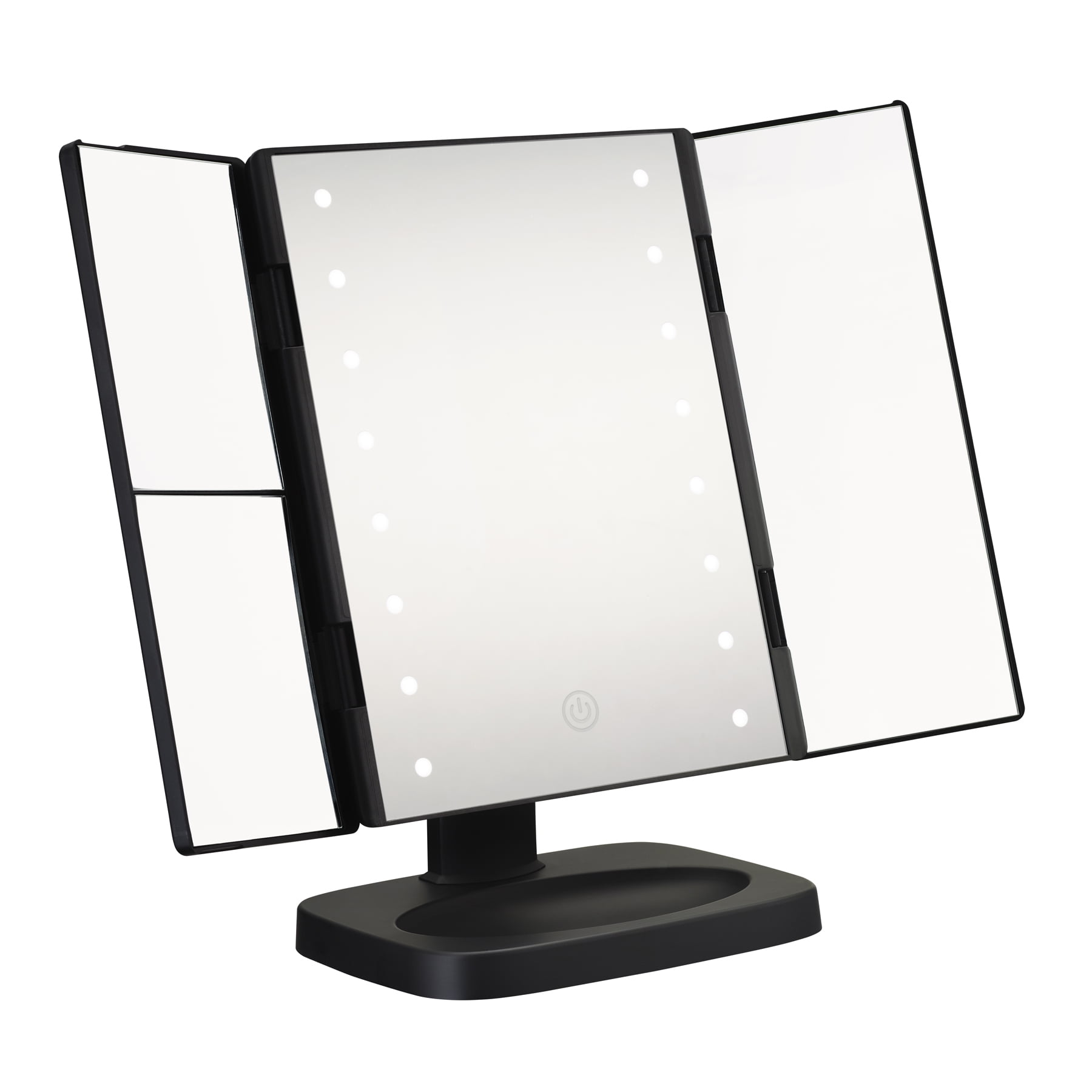 Conair TriPanel Vanity Makeup Mirror with LED Lighted 1x/2x/3x Magnification Matte Black BE90