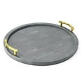 thumbnail image 5 of American Atelier, Gray Dots PU Leatherette Round Serving Tray with Gold Handles, 17.32x1.14", 5 of 5