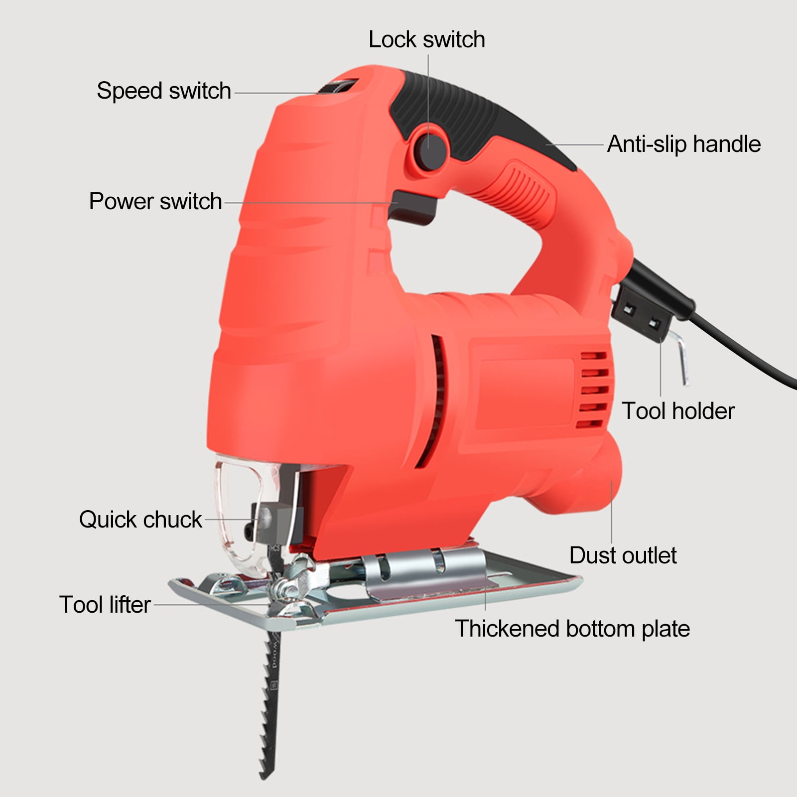 Victool 800W Jig Saw 6 Speed Adjustable Multifunctional Electric Jigsaw Woodworking Power Tool US 110V