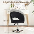 thumbnail image 4 of Adjustable Black Vanity Chair with Back, Velvet Makeup Chair Swivel Accent Chair with Chrome Frame Hollow Backrest, Side Chair for Living Room, Makeup Room, Bedroom (Black), 4 of 18