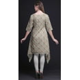 thumbnail image 4 of Bimba Gray Leaf Floral Printed Asymmetrical Kurti Tops For Women Indian Summer Dress Tunic Large, 4 of 6