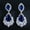 Blue, variant on CZ Crystal Chandelier Leaf Long Bridal Dangle Drop Earrings for Brides Wedding