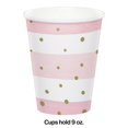 thumbnail image 2 of Club Pack of 96 Pink and Gold Disposable Paper Drinking Party Tumbler Cups 9 oz., 2 of 2