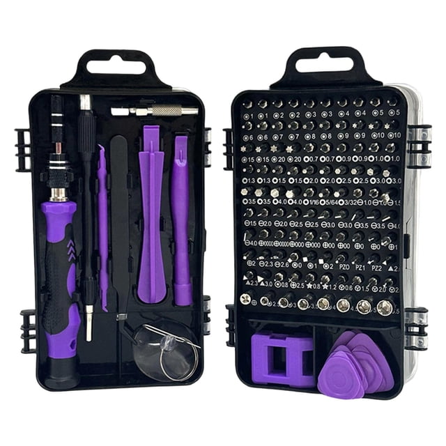 Dickly Tournevis de Précision 115 Po Trousse d'Outils de Réparation Étui de Rangement Portable Acier au Carbone Violet