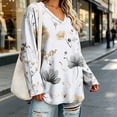 thumbnail image 5 of Nugftut Plus Size Tops for Women Long Sleeve Floral Graphic V Neck Blouses Casual Loose Fit Shirts, 5 of 7