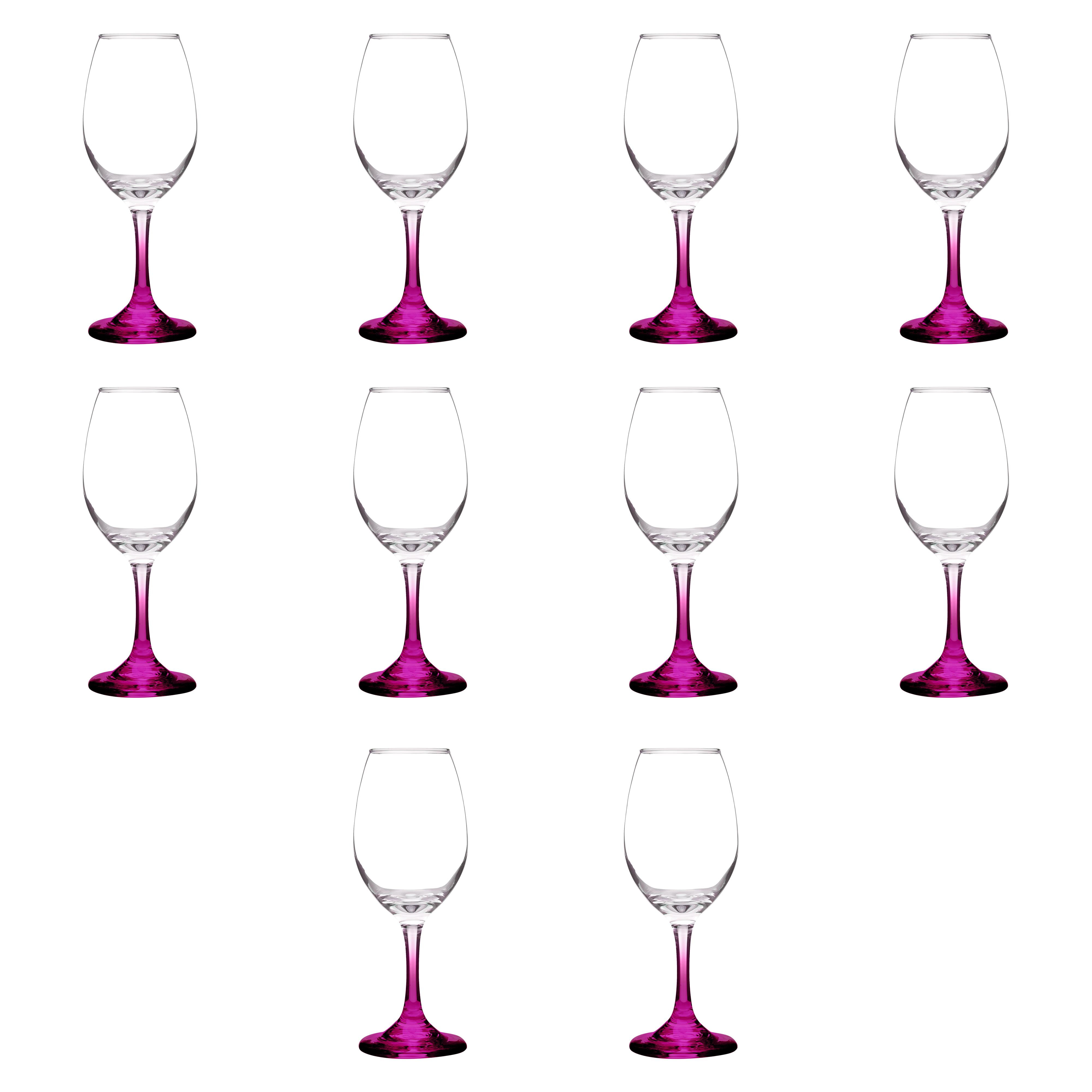 Rioja Wine Glasses with Stem 10 oz. Set of 10, Bulk Pack Color Bottom