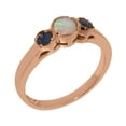 thumbnail image 1 of LBG British Made Solid 14k Rose Gold Natural Opal & Sapphire Womens Anniversary Ring - 33 size options - Size 12, 1 of 7