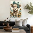 thumbnail image 4 of WFSposter Teal Highland Cow Wall Art Canvas Print Pictures 16"x24" Farmhouse Wall Decor Bedroom & Nursery Decor, 4 of 7