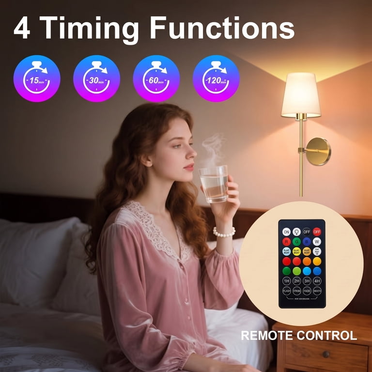 DAYBETTER Rechargeable RGB Wall Sconce Set of 2 photo 3