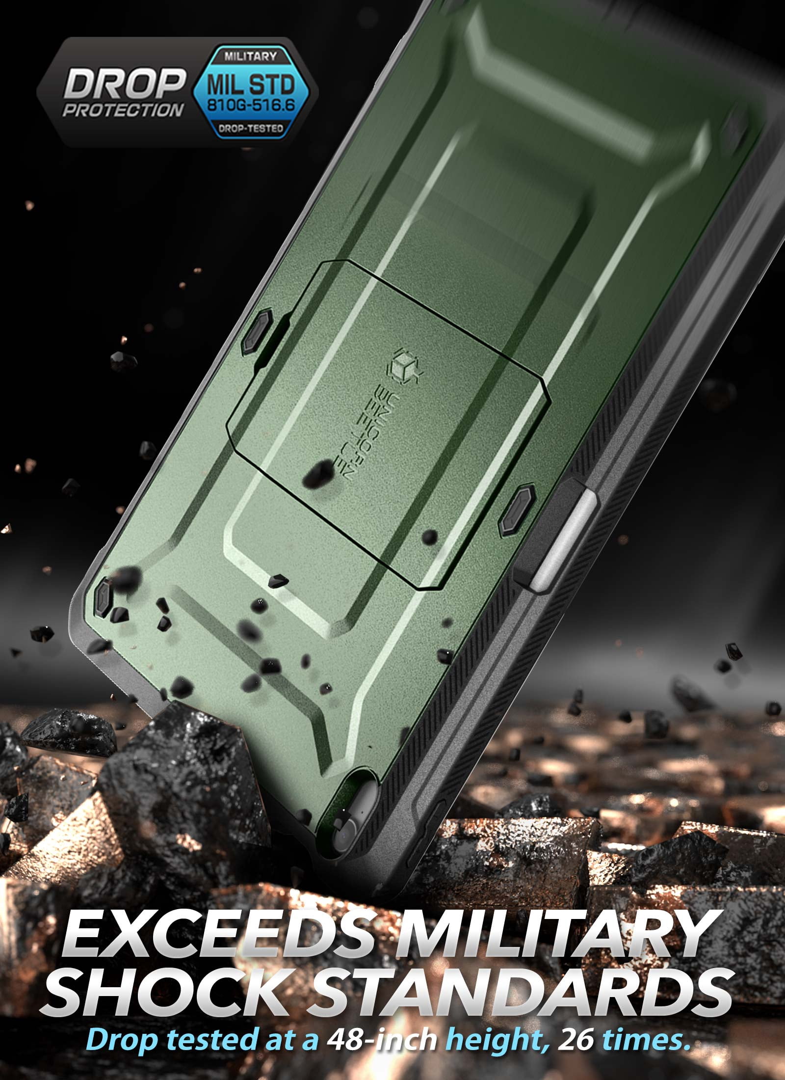 SupCase Unicorn Beetle Pro - Protective case for tablet - rugged - MagSafe compatibility - polycarbonate, thermoplastic polyurethane (TPU) - dark green - 8.3" - for Apple iPad mini (6th generation)