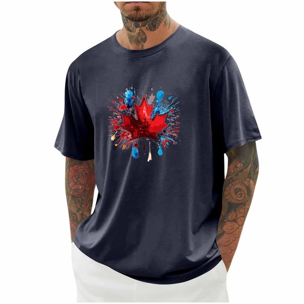 Camisetas de Manga Larga para Hombre Algodón Impresión Cuello Redondo Blusas de Moda Casual