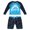 A Sky Blue Shark, variant on renvena Kids Boys Long Sleeves Rashguard Swimsuit Cartoon Shark Printed Top with Shorts Set A Sky Blue Shark 2-3