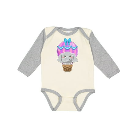 

Inktastic Cute Baby Elephant in a Pink Hot Air Balloon Gift Baby Boy or Baby Girl Long Sleeve Bodysuit