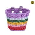 thumbnail image 7 of HUISZJ 4pcs Bike Basket Set - 8.27x6.3x6.3inch Rattan PE Bicycle Front Basket with Stickers & Bell - Handwoven Front Hoppet for Cycling (Multicolor), 7 of 7