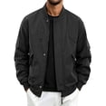 thumbnail image 2 of IhhxPro Men's Bomber Jacket with Pockets Loose Fit Zip-Up Coat Casual Streetwear Cotton Lightweight Spring Fall Outerwear Solid Color Everyday Fashion M-4XL, 2 of 9