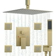 thumbnail image 4 of Shower Jets Rain Shower System with 12'' Ceiling Shower & Hand Shower, Overhead Full Body Shower System with Body Spray Jets Brushed Gold Rain Shower Set, 4 of 10