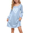 thumbnail image 2 of JOANKDMI Girls Cute Heart Printed Nightgown Long Sleeve Sleepwear Soft Comfy Nightshirt Casual Lounge Dress Ruffle Cuffs Pj Sweet Sleep Dress Nightwear for Kids, 2 of 8