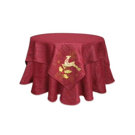 UPC 762152847574 product image for Pack of 2 Red and Gold Reindeer and Holly Leaf Square Christmas Tablecloth Table | upcitemdb.com