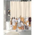 thumbnail image 3 of Split Shower Curtain for Transfer Bench, Cartoon Cat Fabric Shower Curtains for Bathroom, Modern Simple Funny Cute Animals Art Tub Sliding Transfer Bench Waterproof Bath Curtains 72"x84", 3 of 9