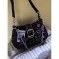 thumbnail image 3 of Y2k American Vintage Poster Graffiti Millennium Star Denim Crossbody Bag with Lightweight Chain Strap, 3 of 6