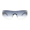thumbnail image 2 of Womens Classic 90s Diva Rimless Shield Designer Fashion Sunglasses Silver - Smoke, 2 of 4