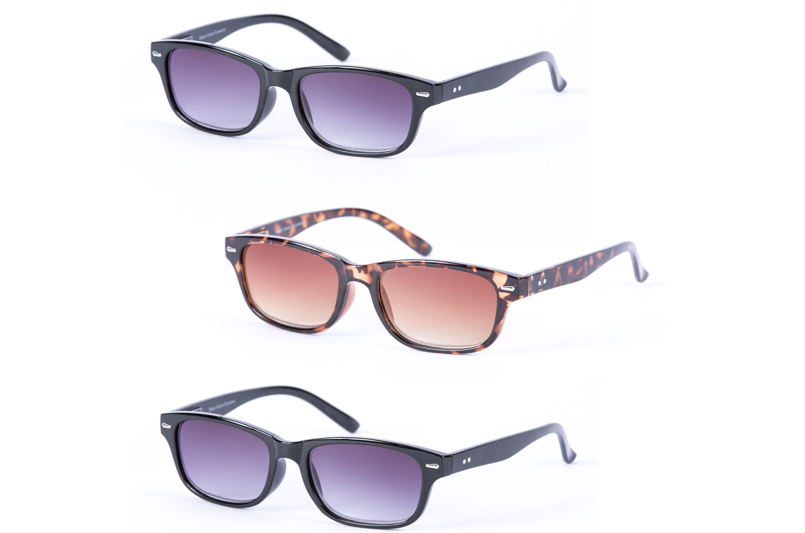 Mass Vision 3 Pair of Classic The Intellect Full Reading Sunglasses