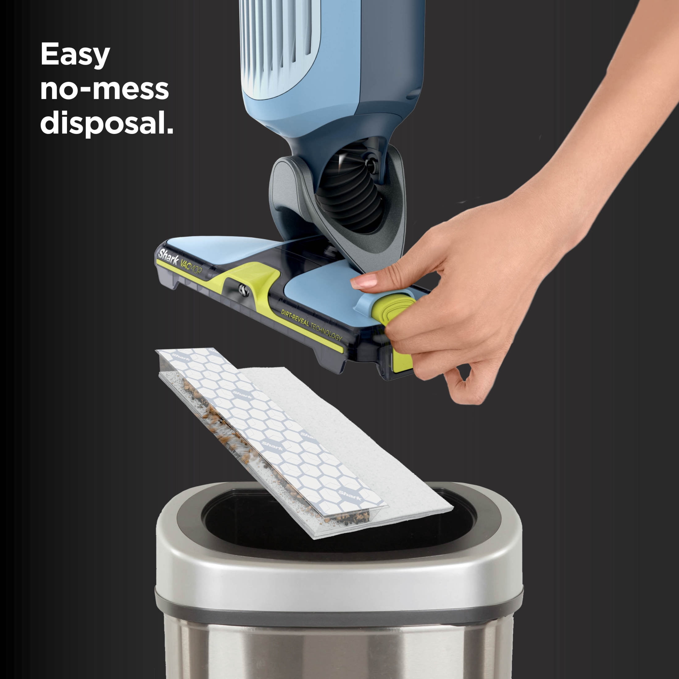 Shark VACMOP Reveal Cordless Hard Floor Cleaner, Vacuum and Spray Mop, 4 Disposable Pads, 12oz Pet Multi-surface Cleaning Solution, VM401BL Blue