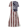 thumbnail image 5 of Summer Saving Wycnly Summer Dresses for Women Independence Day Casual Pocket Loose Swing Patriotic Tunic Long Dresses with Pocket 2024 Short Sleeve V-Neck Star Flag Print Maxi Formal Dress White m, 5 of 5