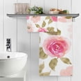 thumbnail image 5 of Watercolor Pink Roses Cotton Towel Set 2 Piece, 1 Bath Towels 1 Washcloth, Soft Fast Dry Super Absorbent Face Hand Towel for Bathroom Hotel Gym Spa and Beach, 5 of 7