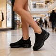 thumbnail image 7 of AMANSSE Women's Hands-Free Walking Shoes Non Slip Sock Casual Air Cushion Fashion Sneakers Lightweight Comfortable Tennis Workout Running Shoes All Black Size 5, 7 of 7
