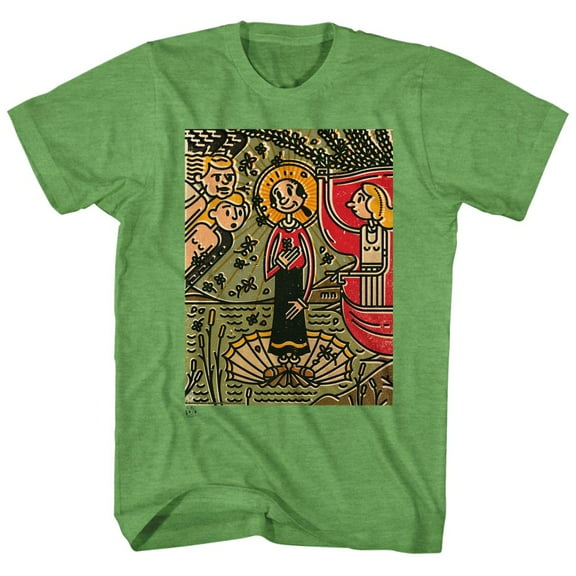 Popeye Mosaic Olive Kelly Heather Adult T-Shirt