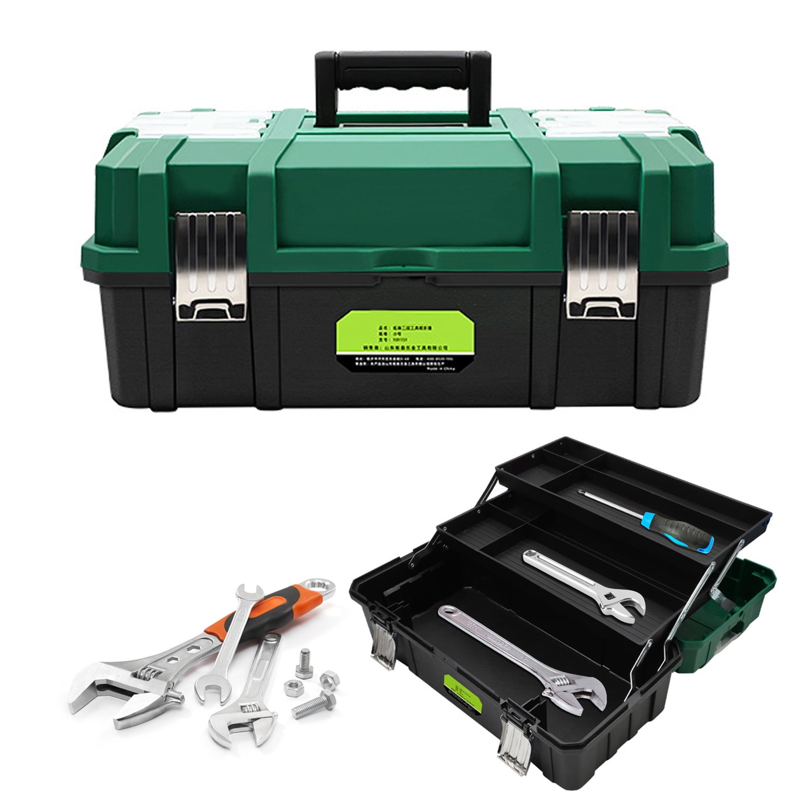 lixuesong Multiple Compartment Portable 17inch Folding Tool Box With 3 Layers, Large Capacity Storage Organizers Suitable For Tool
