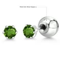 thumbnail image 6 of Gem Stone King Platinum Green Tourmaline Stud Earrings for Women Men (0.50 Cttw, Gemstone October Birthstone, Round 4MM), 6 of 6