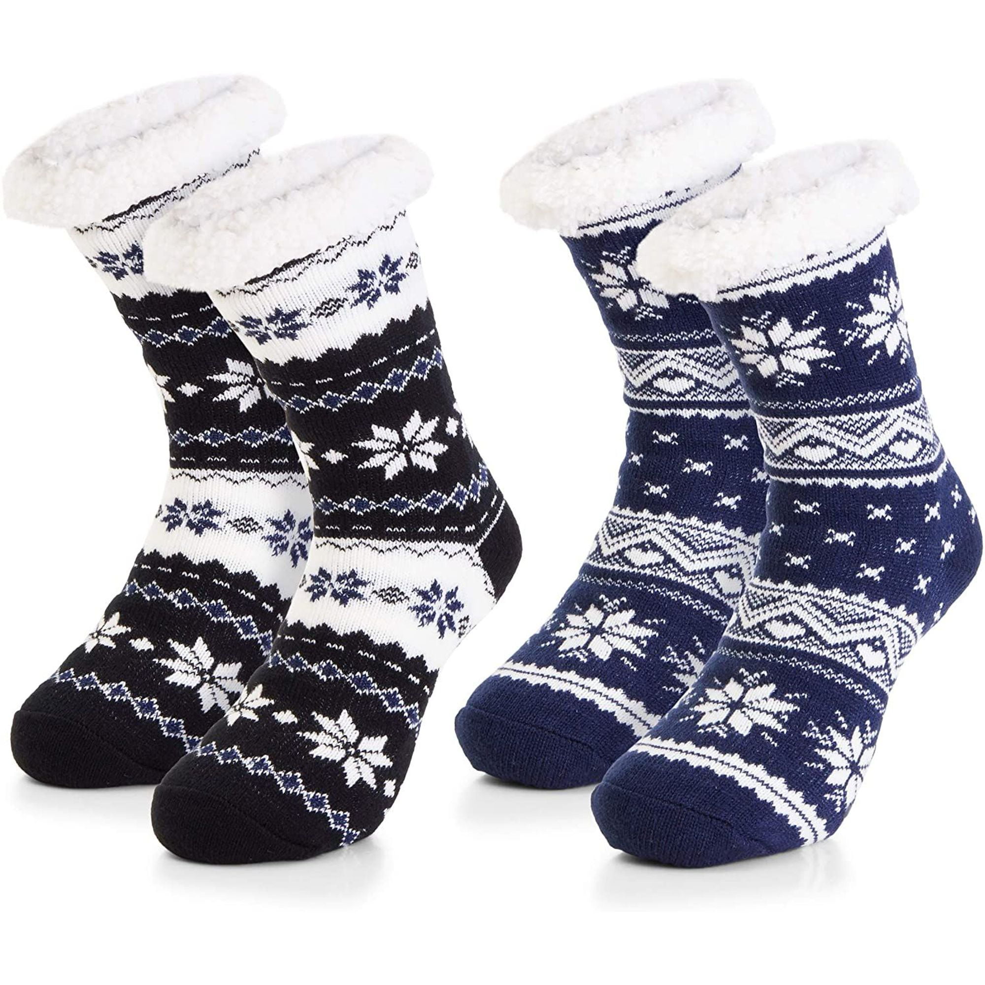Zodaca - 2-Pair Cozy Faux Fur Slipper Winter Socks for Men's (US Size 8 ...