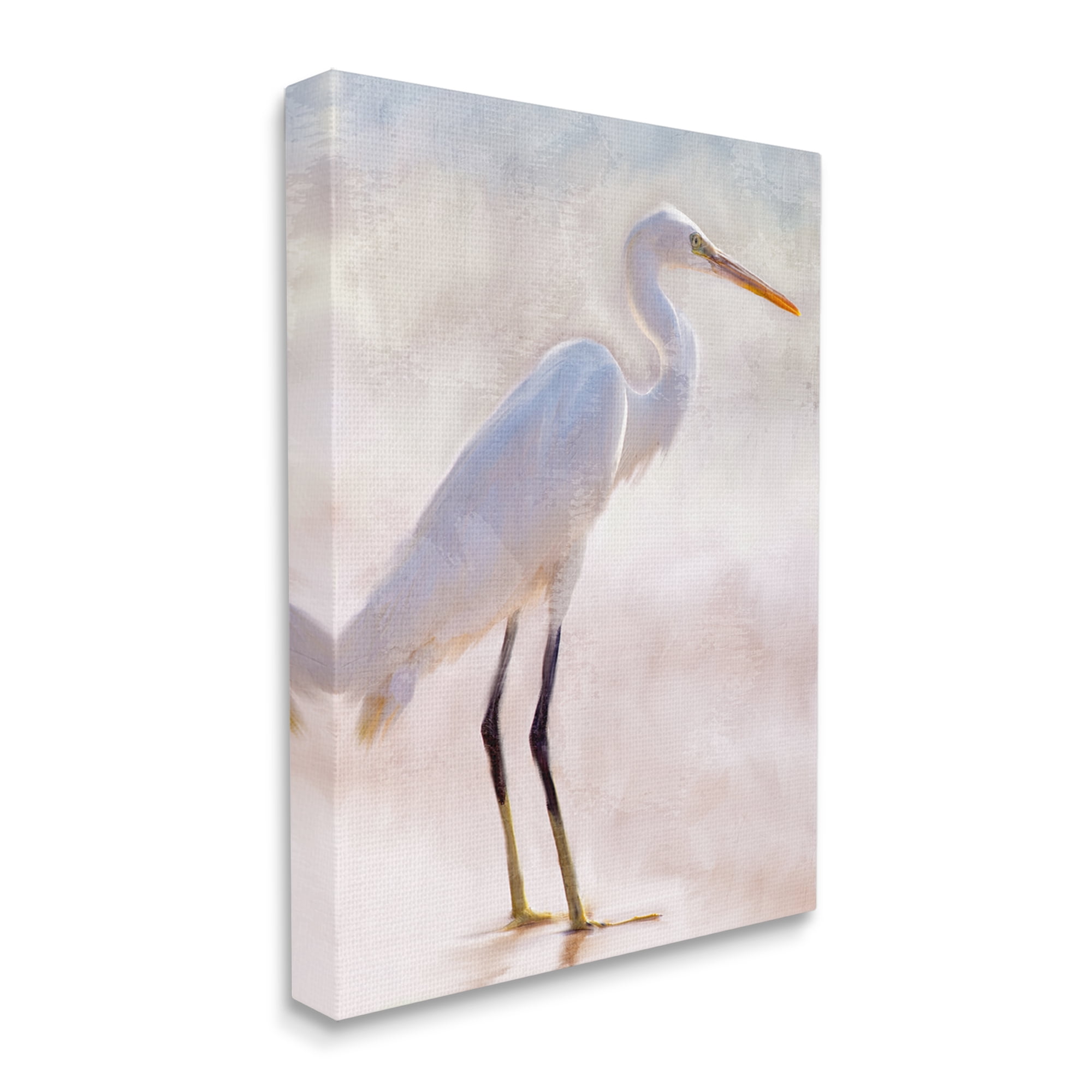 Stupell Industries Egret Wildlife Portrait Animals & Insects Painting Gallery Wrapped Canvas Print Wall Art, 16 x 20