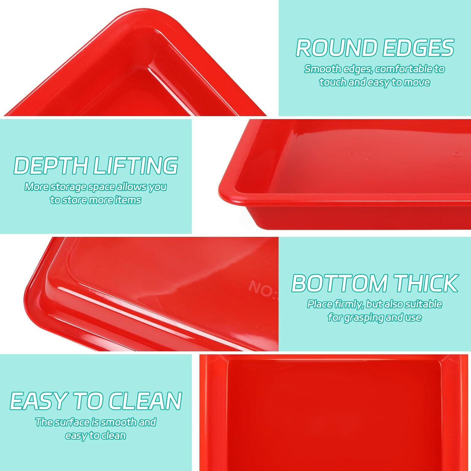 GoXteam 6 Pack Activity Plastic Art Trays, 10.9'' x 8.3'' Art Trays for Arts and Crafts, Multicolor Plastic Art Trays for DIY Projects, Beads, Painting, Jewelry