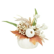 Wadada 7 Inch Fall Artificial Pumpkins Fake Pumpkin Centerpiece Decor Cozy Maple Leaves Styles Farmhouse Neutral Fall Decor Autumn Rustic Thanksgiving Fall Decoration for Home Indoor Outdoor