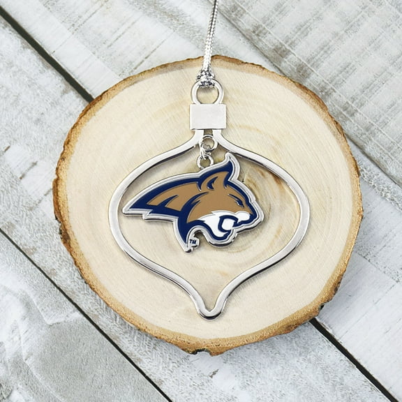 Fan Frenzy Gifts Montana State Bobcats 2 Piece Officially Licensed Silver Two-Piece Colored Ornaments