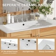 thumbnail image 5 of 30" Mid-Century Modern Bathroom Vanity with Ceramic Sink, Freestanding Vanity Cabinet with Soft-Close Doors & Adjustable Shelf, Natural Brown Vanity Set for Small & Classic Bathrooms, 5 of 9