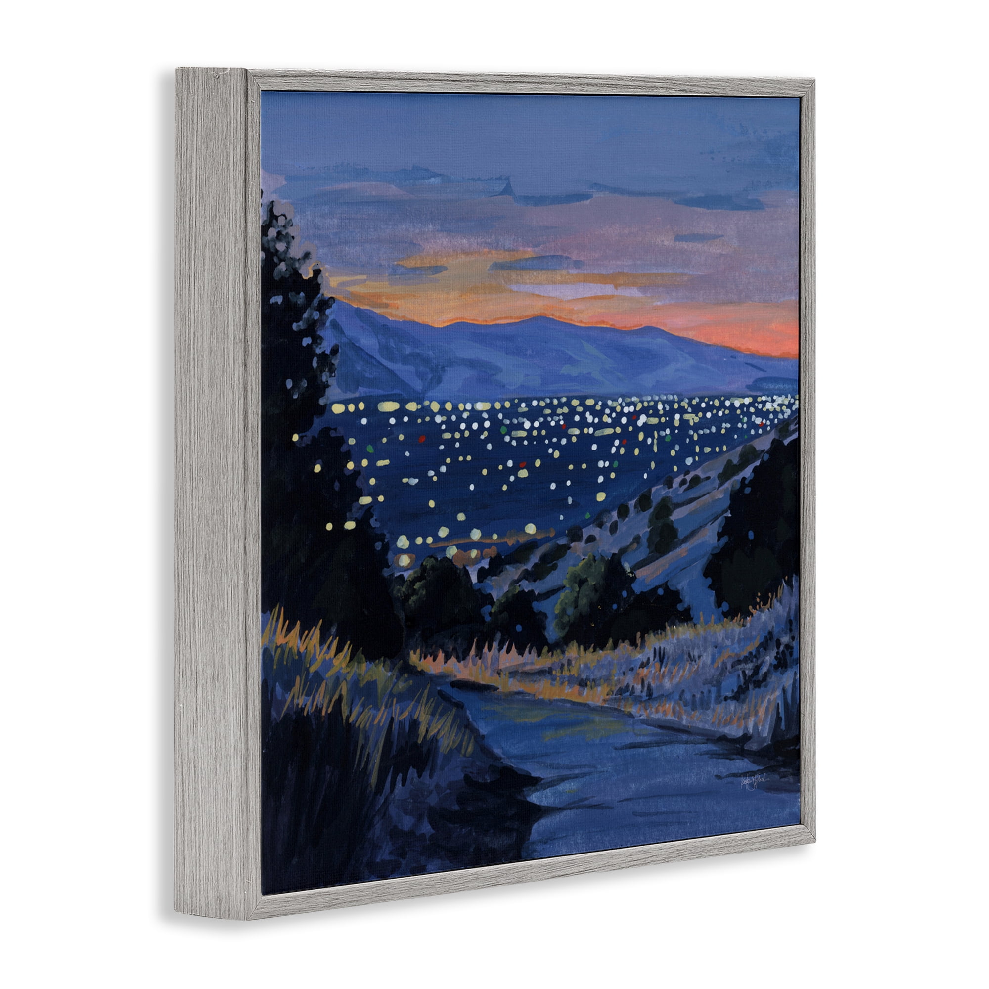 Stupell Industries Desert City Lights At Dusk Gray Framed Giclee Art, design by Kate Jarvik Birch