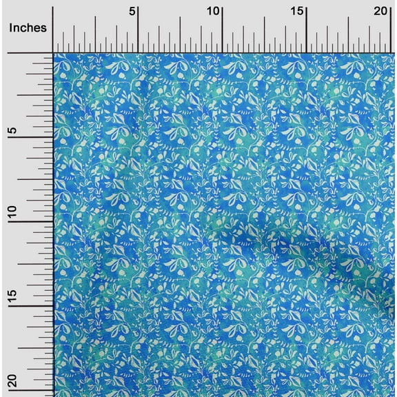 oneOone Polyester Lycra Turquoise Blue Fabric Batik Craft Projects Decor Fabric Printed By The Yard 56 Inch Wide