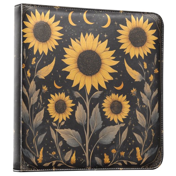 iauyy PU Leather Scrapbook Album | Expandable Binder with 20 Self-Adhesive Pages (11.8x24in)，A Sunflowers