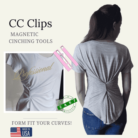 CC Clips – Single Pack Magnetic Clothing Cinch Clips for Dresses & T-Shirts – Fabric-Safe Hem & Sleeve Styling Magnets – 6 Colors – No-Sew Reusable Fit Adjusters- Bronze Grey