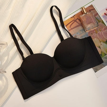 Fznquz Adjustable Straps Womens Bras Clearance under $5 Lift Push Up Wireless Black Bralettes Bra