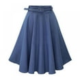 thumbnail image 2 of Falda vaquera de cintura alta con forma de A y cinturón para mujer: vestido informal, elegante y de color liso., 2 of 7