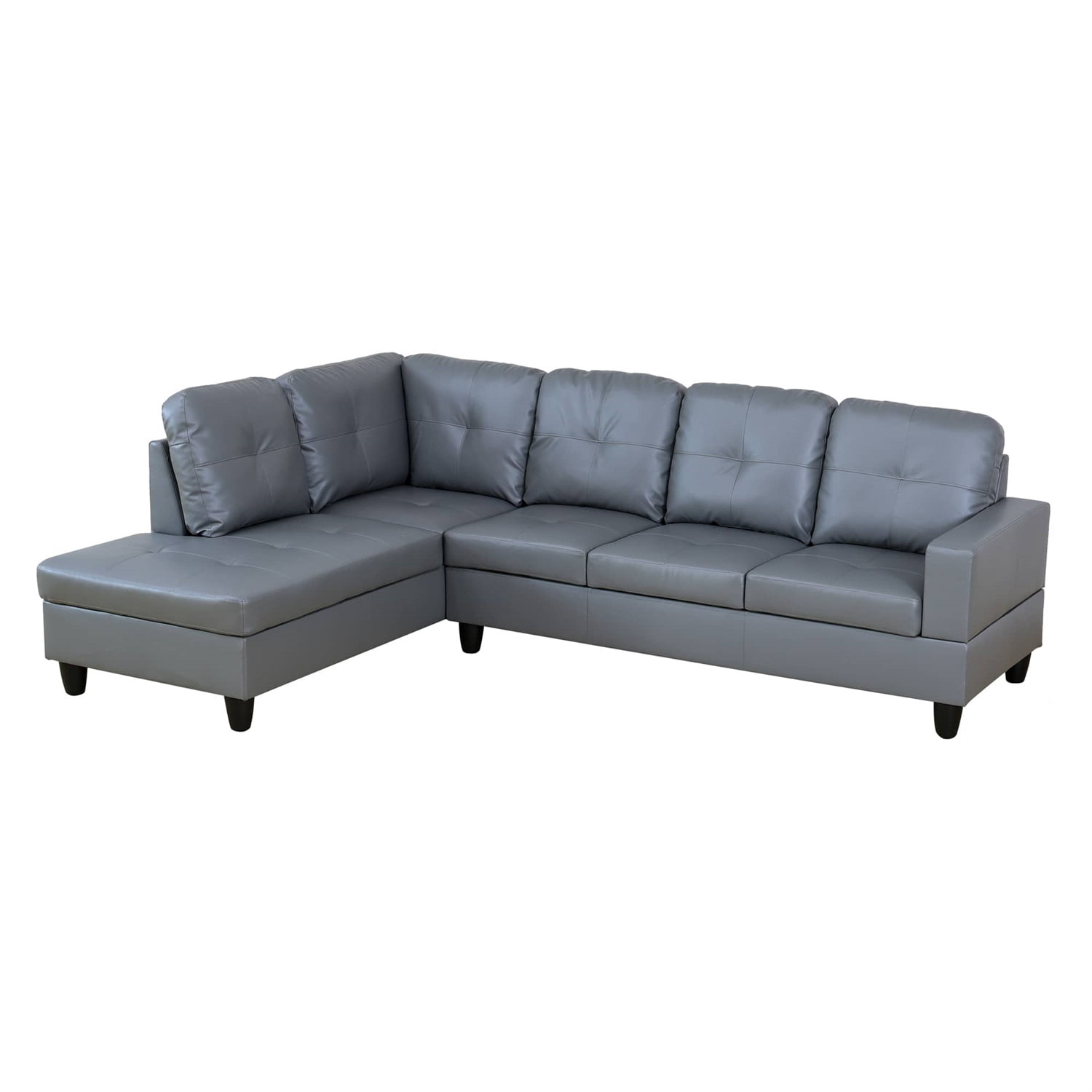 Hommoo Sofa Set, Semi PU Synthetic Leather 2-Piece Couch Living Room Sofa Set, Dark Grey