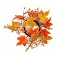 thumbnail image 2 of 3 Styles Fall Maple Leaf Candle Ring Artificial Sunflower Berry Wreath LED Thanksgiving Autumn Table Centerpiece Kitchen Home Decor Gift, 2 of 7