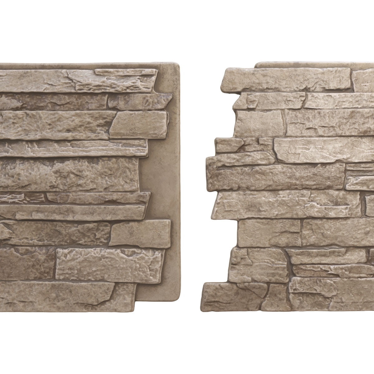 Ekena Millwork 49"W x 25 1/2"H x 1 1/4"D Acadia Ledge Stacked Stone, StoneWall Faux Stone Siding Panel, Soft Ash