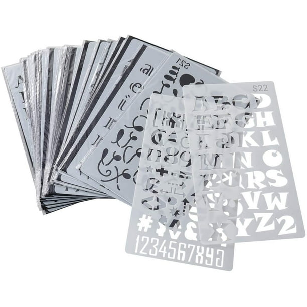 Pack of 4 Plastic Alphabet Letter Number Drawing Painting Stencils Scale  Template Sets for Bullet Journal Stencil Planner/Scrapbook/DIY Painting  Craft